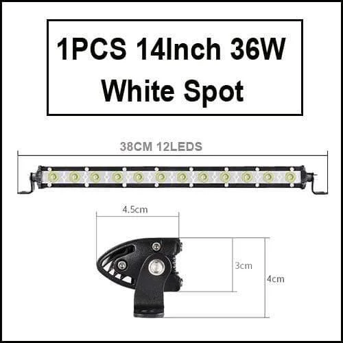 Super Slim 18W 36W 54W 72W 90W Einreihige LED-Lichtleiste für Offroad-Lkw 4X4 Autonetz-Spot-Fahrlichter 12V 24V Weiß Gelb