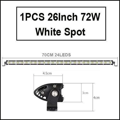 Super Slim 18W 36W 54W 72W 90W Einreihige LED-Lichtleiste für Offroad-Lkw 4X4 Autonetz-Spot-Fahrlichter 12V 24V Weiß Gelb