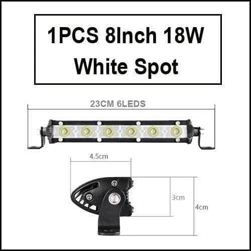 Super Slim 18W 36W 54W 72W 90W Einreihige LED-Lichtleiste für Offroad-Lkw 4X4 Autonetz-Spot-Fahrlichter 12V 24V Weiß Gelb
