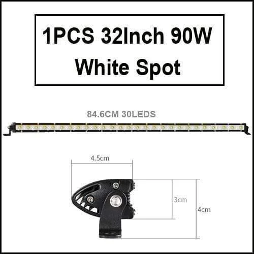 Super Slim 18W 36W 54W 72W 90W Einreihige LED-Lichtleiste für Offroad-Lkw 4X4 Autonetz-Spot-Fahrlichter 12V 24V Weiß Gelb