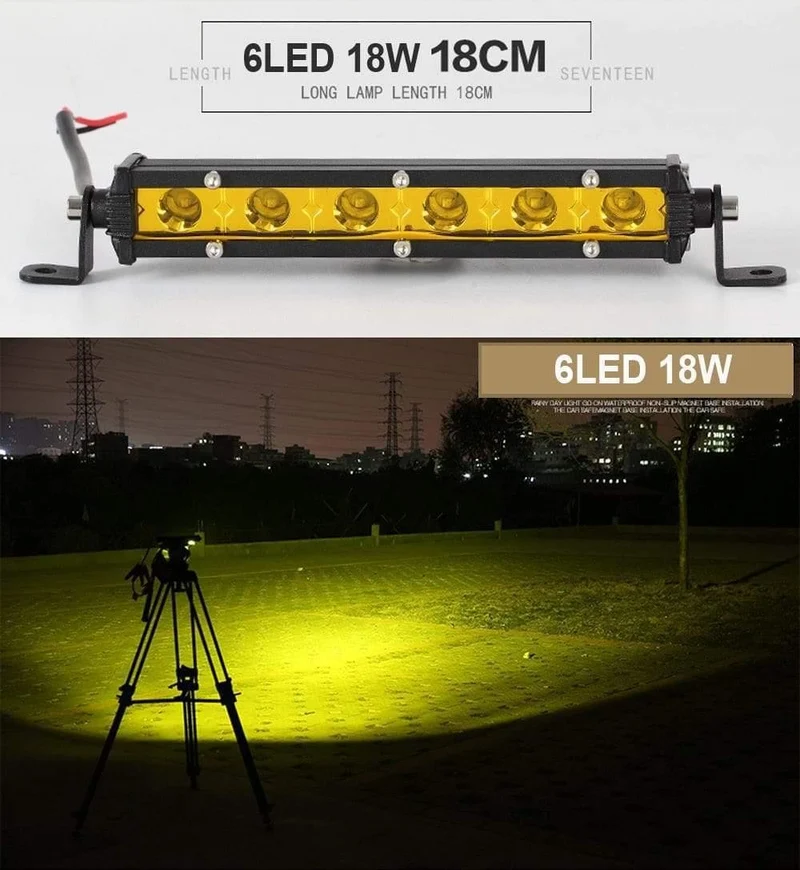 Super Slim 18W 36W 54W 72W 90W Einreihige LED-Lichtleiste für Offroad-Lkw 4X4 Autonetz-Spot-Fahrlichter 12V 24V Weiß Gelb
