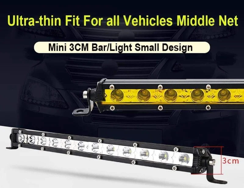Super Slim 18W 36W 54W 72W 90W Einreihige LED-Lichtleiste für Offroad-Lkw 4X4 Autonetz-Spot-Fahrlichter 12V 24V Weiß Gelb