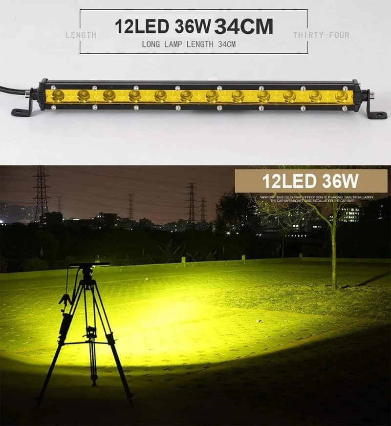 Super Slim 18W 36W 54W 72W 90W Einreihige LED-Lichtleiste für Offroad-Lkw 4X4 Autonetz-Spot-Fahrlichter 12V 24V Weiß Gelb