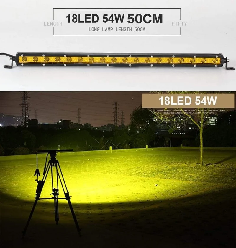 Super Slim 18W 36W 54W 72W 90W Einreihige LED-Lichtleiste für Offroad-Lkw 4X4 Autonetz-Spot-Fahrlichter 12V 24V Weiß Gelb