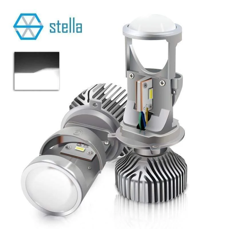 2 Stück H4 LED Hi-Lo Mini-Projektorlinsenscheinwerfer für Auto, klares Strahlmuster, 12 V, 5500 K, kein Astigmatismusproblem, lebenslange Garantie