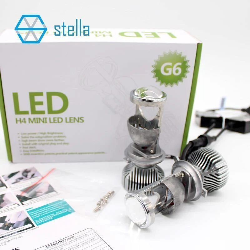 2 Stück H4 LED Hi-Lo Mini-Projektorlinsenscheinwerfer für Auto, klares Strahlmuster, 12 V, 5500 K, kein Astigmatismusproblem, lebenslange Garantie