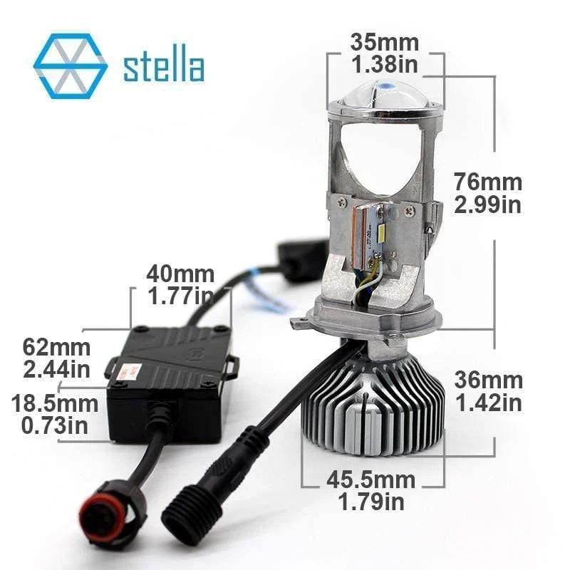 2 Stück H4 LED Hi-Lo Mini-Projektorlinsenscheinwerfer für Auto, klares Strahlmuster, 12 V, 5500 K, kein Astigmatismusproblem, lebenslange Garantie