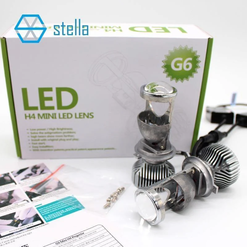 2 Stück H4 LED Hi-Lo Mini-Projektorlinsenscheinwerfer für Auto, klares Strahlmuster, 12 V, 5500 K, kein Astigmatismusproblem, lebenslange Garantie