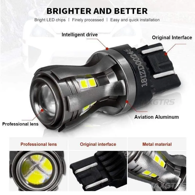 2x Neueste 7443 7444 7440 7441 992 W21/5W Led-lampen mit Projektor für Rückwärts Bremse Schwanz RV blinker Lichter Weiß 6000K