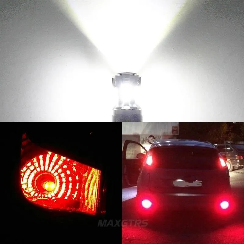 2x Neueste 7443 7444 7440 7441 992 W21/5W Led-lampen mit Projektor für Rückwärts Bremse Schwanz RV blinker Lichter Weiß 6000K
