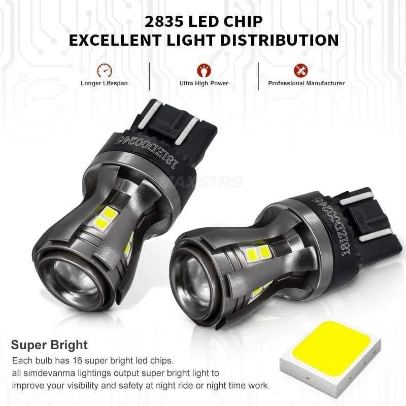 2x Neueste 7443 7444 7440 7441 992 W21/5W Led-lampen mit Projektor für Rückwärts Bremse Schwanz RV blinker Lichter Weiß 6000K
