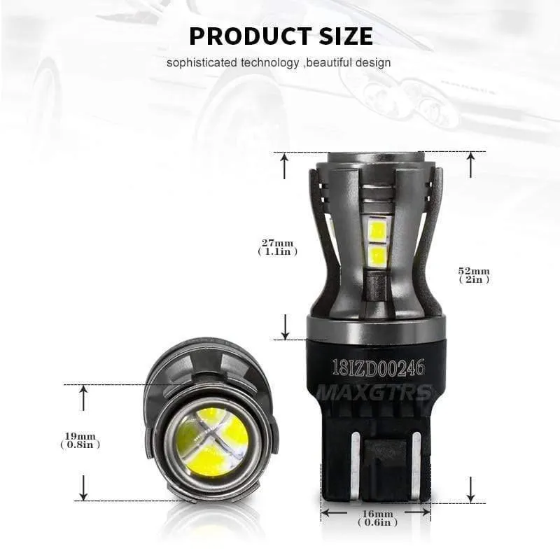2x Neueste 7443 7444 7440 7441 992 W21/5W Led-lampen mit Projektor für Rückwärts Bremse Schwanz RV blinker Lichter Weiß 6000K
