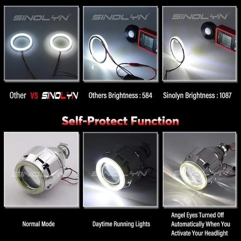 COB LED Angel Devil Eyes Bi-Xenon-Objektiv Projektor Scheinwerfer für Auto Nachrüstung DIY W / Tagfahrlicht 2.5 '' H4 H7