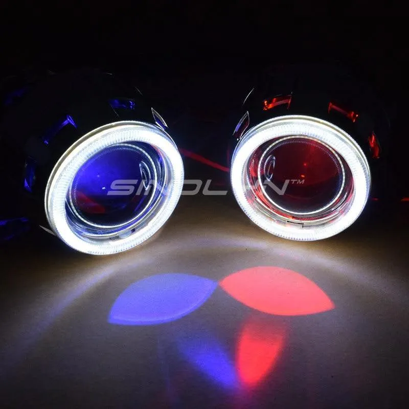 COB LED Angel Devil Eyes Bi-Xenon-Objektiv Projektor Scheinwerfer für Auto Nachrüstung DIY W / Tagfahrlicht 2.5 '' H4 H7
