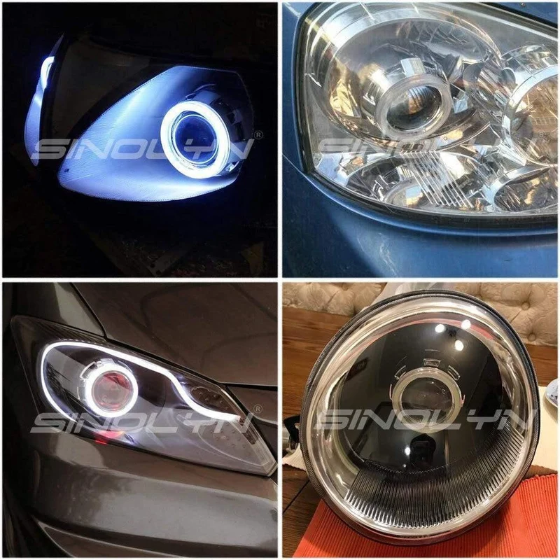 COB LED Angel Devil Eyes Bi-Xenon-Objektiv Projektor Scheinwerfer für Auto Nachrüstung DIY W / Tagfahrlicht 2.5 '' H4 H7