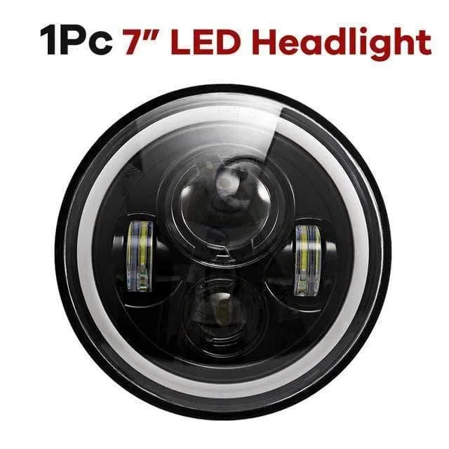 7 "LED Scheinwerfer 60W Fernlicht Abblendlicht LED H4 Halo Angel Eye DRL Bernstein Blinker für Jeep Wrangler JK TJ Land Rover Harley