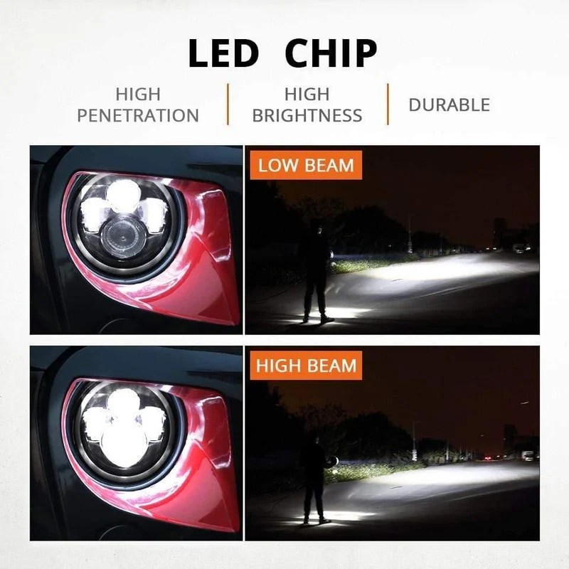 7 "LED Scheinwerfer 60W Fernlicht Abblendlicht LED H4 Halo Angel Eye DRL Bernstein Blinker für Jeep Wrangler JK TJ Land Rover Harley