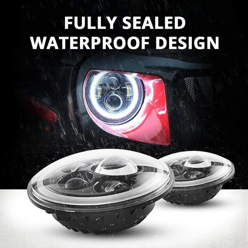 7 "LED Scheinwerfer 60W Fernlicht Abblendlicht LED H4 Halo Angel Eye DRL Bernstein Blinker für Jeep Wrangler JK TJ Land Rover Harley
