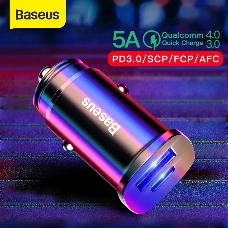 Baseus 30W Quick Charge 4.0 3.0 Autoladegerät für Xiaomi Mi9 Samsung S9 Fast PD AFC SCP für Huawei Supercharge Autotelefon-Ladegerät