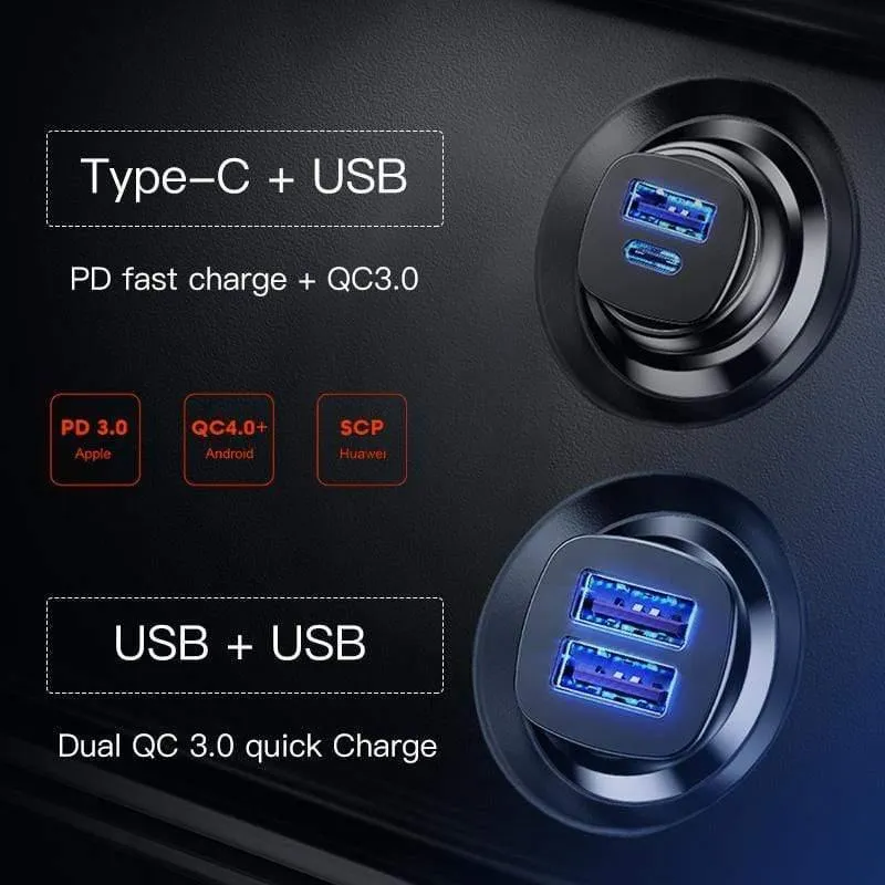 Baseus 30W Quick Charge 4.0 3.0 Autoladegerät für Xiaomi Mi9 Samsung S9 Fast PD AFC SCP für Huawei Supercharge Autotelefon-Ladegerät