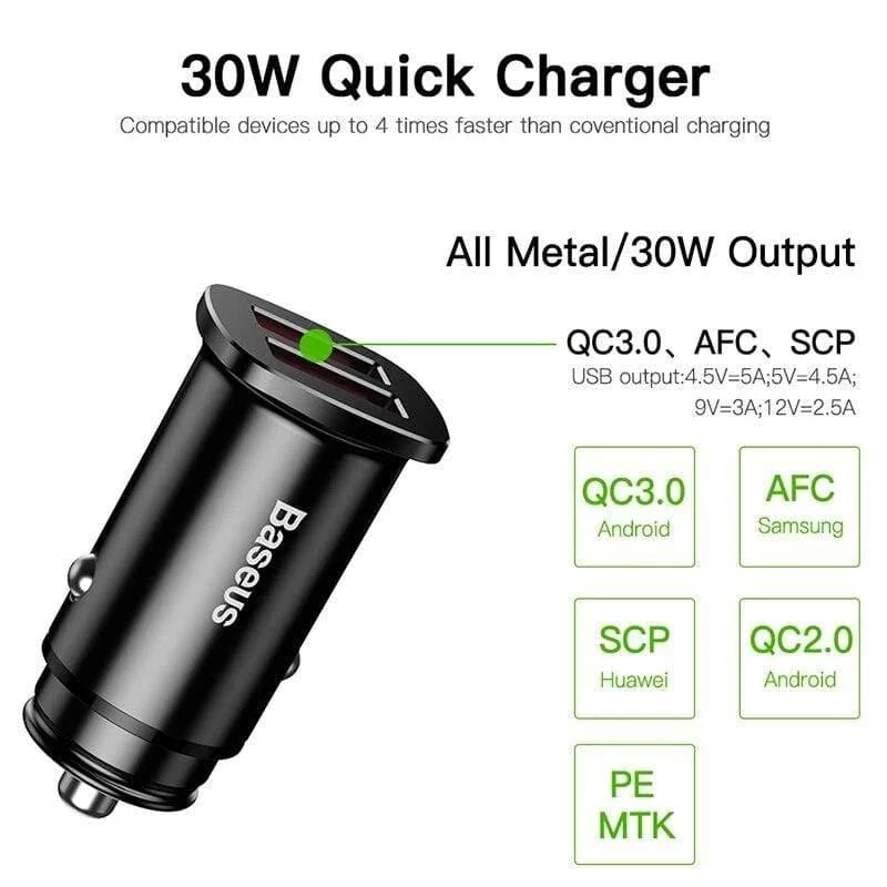 Baseus 30W Quick Charge 4.0 3.0 Autoladegerät für Xiaomi Mi9 Samsung S9 Fast PD AFC SCP für Huawei Supercharge Autotelefon-Ladegerät