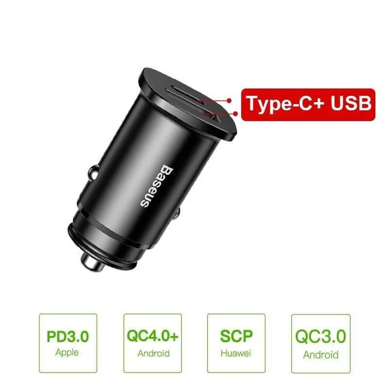 Baseus 30W Quick Charge 4.0 3.0 Autoladegerät für Xiaomi Mi9 Samsung S9 Fast PD AFC SCP für Huawei Supercharge Autotelefon-Ladegerät