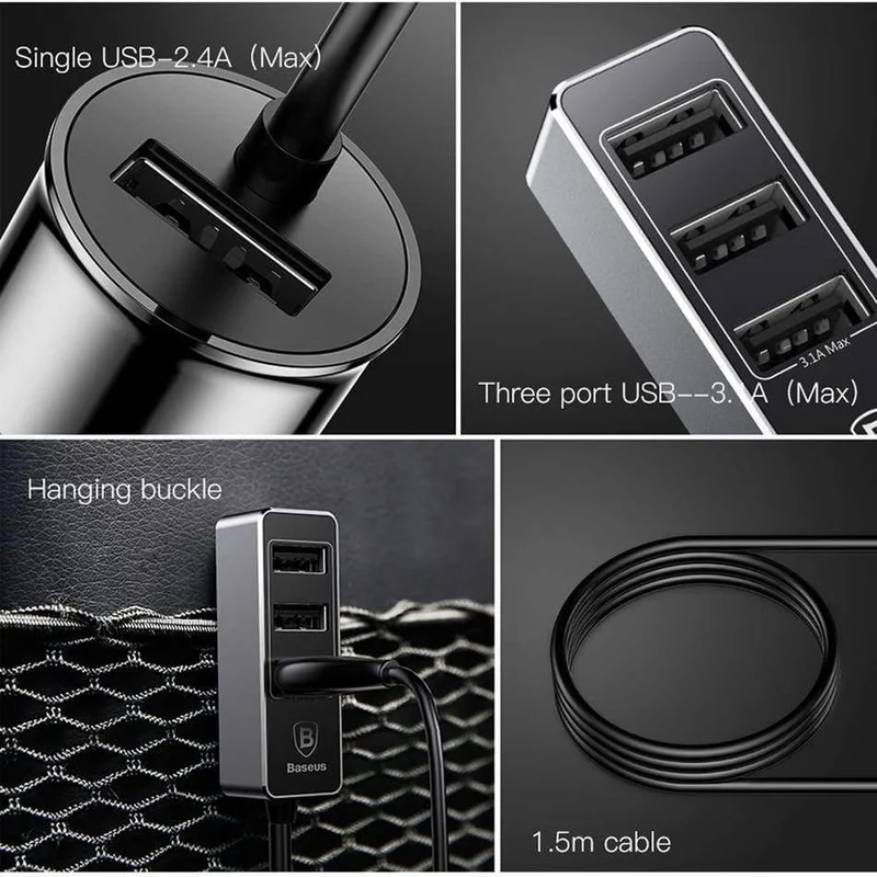 Baseus 4 USB Fast Autoladegerät für iPhone iPad Samsung Tablet Handy Ladegerät 5V 5.5A Auto USB Ladegerät Adapter Auto-Ladegerät