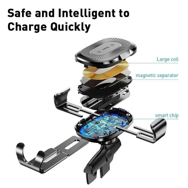 Baseus 10W kabelloses Autoladegerät für Auto CD-Steckplatz Schnelles kabelloses Ladegerät für iPhone 11 Gravity Autohalterung für Mobiltelefone (CD-Steckplatz SCHWARZ)
