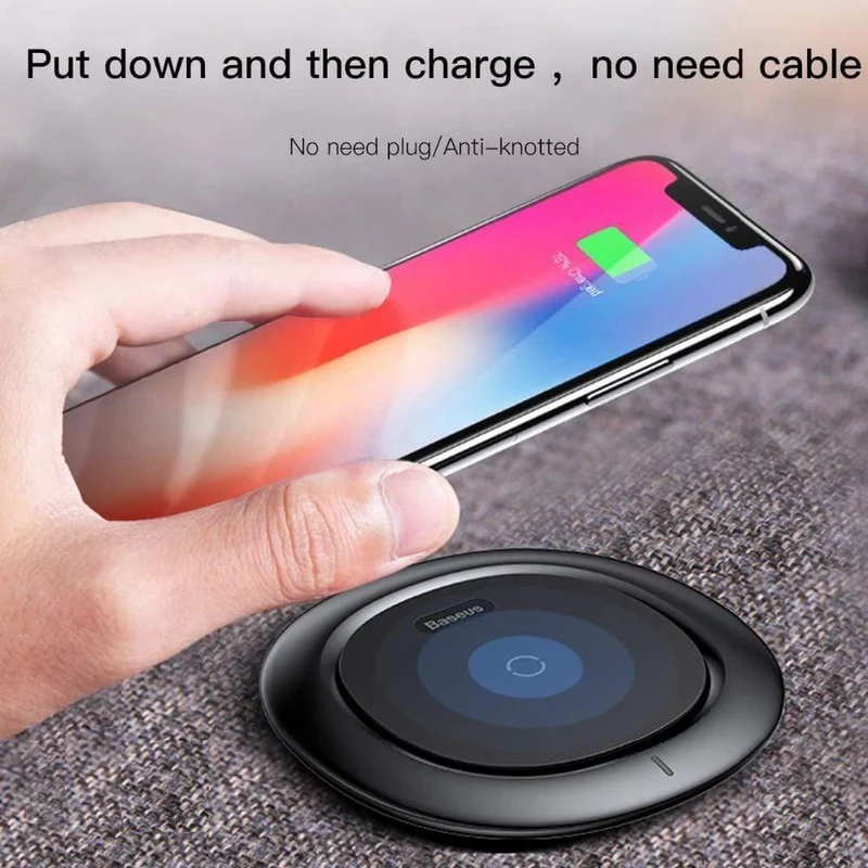 Baseus UFO Wireless-Ladegerät für iPhone X 8 XR XS für Samsung Note 10 S10 S9 10W Qi Wireless-Ladegerät für P30 xiaomi mi 8 9 (schwarz)