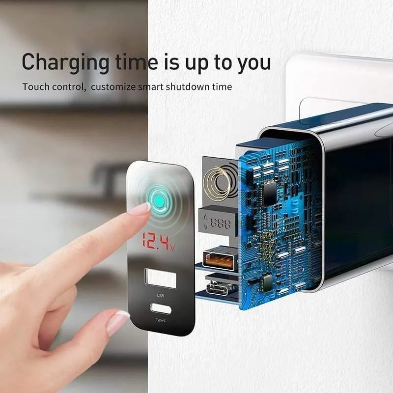 Baseus Dual USB Ladegerät 45W unterstützt Quick Charge 4.0 3.0 Typ C PD Schnellladegerät mit Digitalanzeige für Samsung Huawei Xiaomi