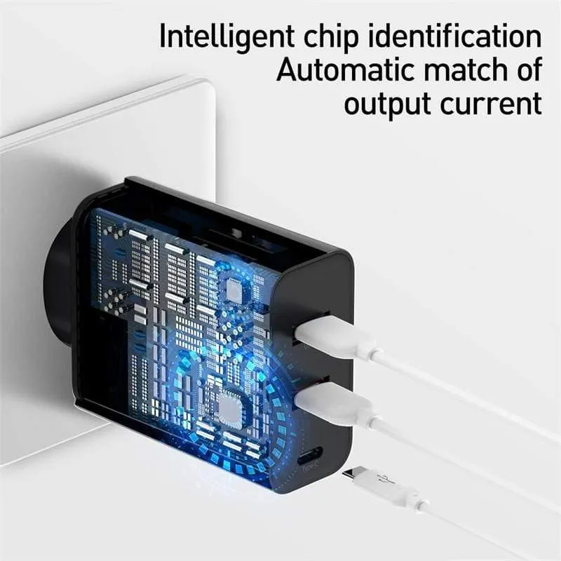Baseus 3-Ports USB-Schnellladegerät 60W-Unterstützung Schnellladung 4.0 3.0 Typ-C-PD-Ladegerät QC 4.0 3.0-Telefonladegerät für HUAWEI Xiaomi