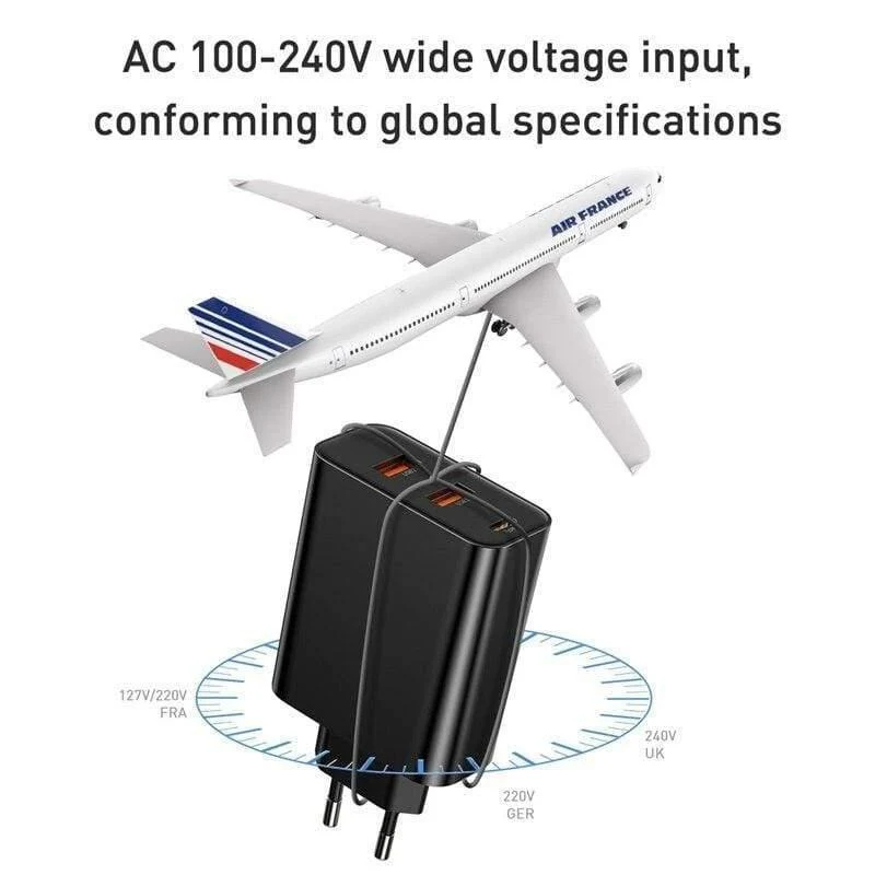 Baseus 3-Ports USB-Schnellladegerät 60W-Unterstützung Schnellladung 4.0 3.0 Typ-C-PD-Ladegerät QC 4.0 3.0-Telefonladegerät für HUAWEI Xiaomi