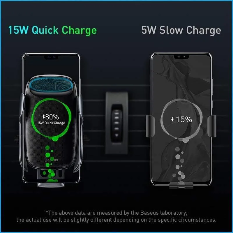 Baseus Kabellose Kfz-Halterung für Telefon, Quick Charge 3.0, schnelles kabelloses Ladegerät, Lüftungsschlitz-Halterung, kabelloses Auto-Ladegerät