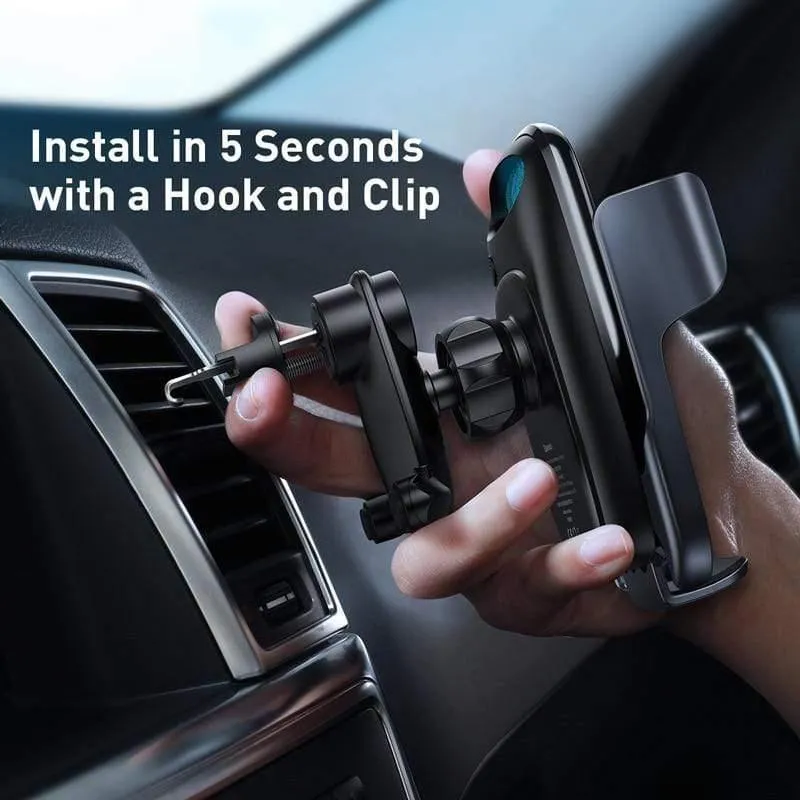 Baseus Kabellose Kfz-Halterung für Telefon, Quick Charge 3.0, schnelles kabelloses Ladegerät, Lüftungsschlitz-Halterung, kabelloses Auto-Ladegerät