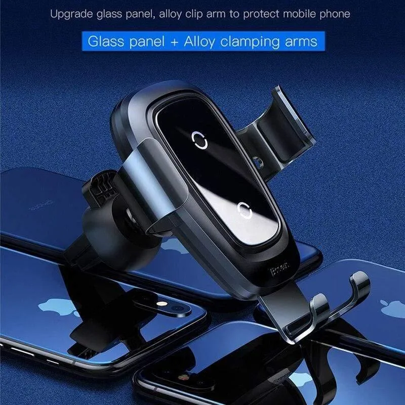 Baseus Qi Wireless Charger Autotelefonhalter für iPhone 11Pro Samsung Handyhalter Ständer Lüftungsschlitzhalterung Schwerkraft-Autohalter