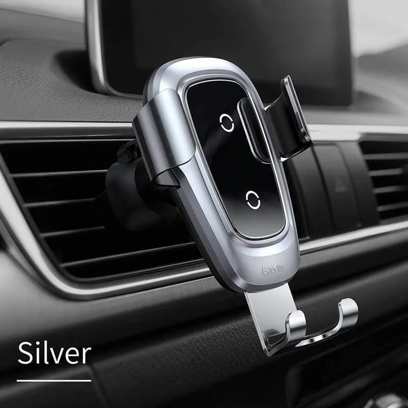 Baseus Qi Wireless Charger Autotelefonhalter für iPhone 11Pro Samsung Handyhalter Ständer Lüftungsschlitzhalterung Schwerkraft-Autohalter
