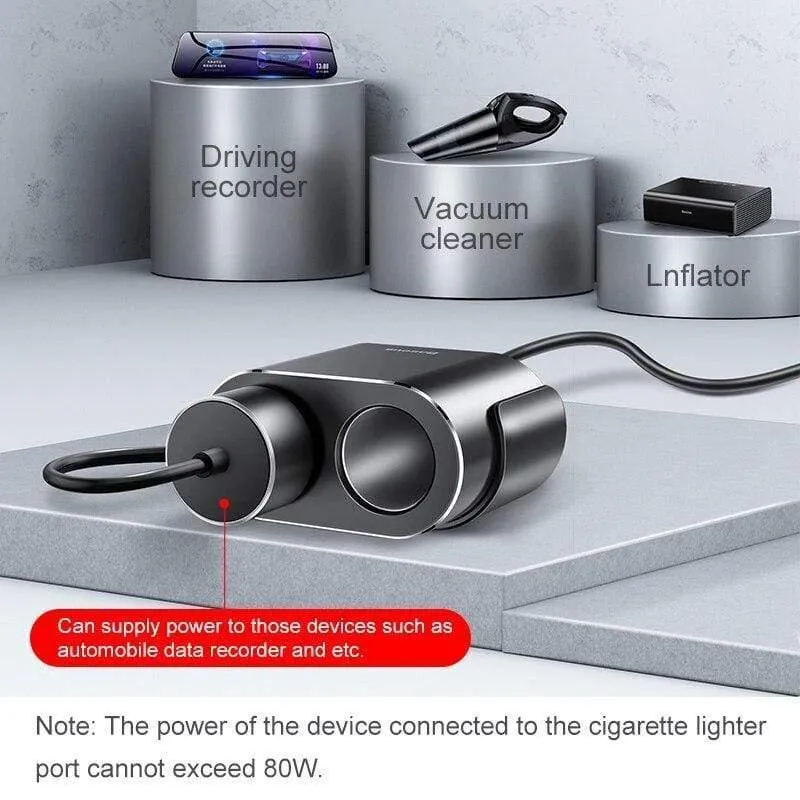 Baseus Autoladegerät Zigarettenanzünder Steckdose Splitter Hub Netzteil für iPhone Samsung Handy Expander Ladegerät DVR GPS