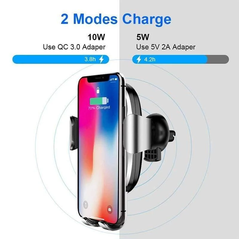 Baseus Qi Wireless-Autoladegerät für Smartphones Auto-Wireless-Ladegerät 10W Schnellladegerät Auto-Entlüftungshalterung Telefonhalter