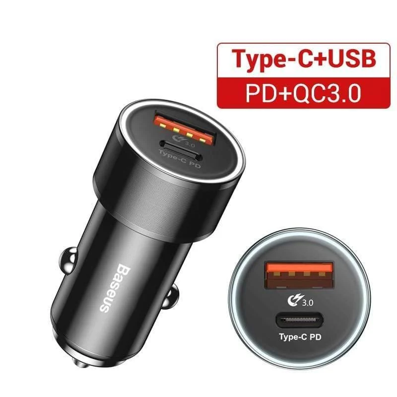 Baseus 36W Dual USB Schnellladung QC 3.0 Autoladegerät für iPhone USB Typ-C PD Schnellladegerät Handy Schnellladegerät Autoladegerät
