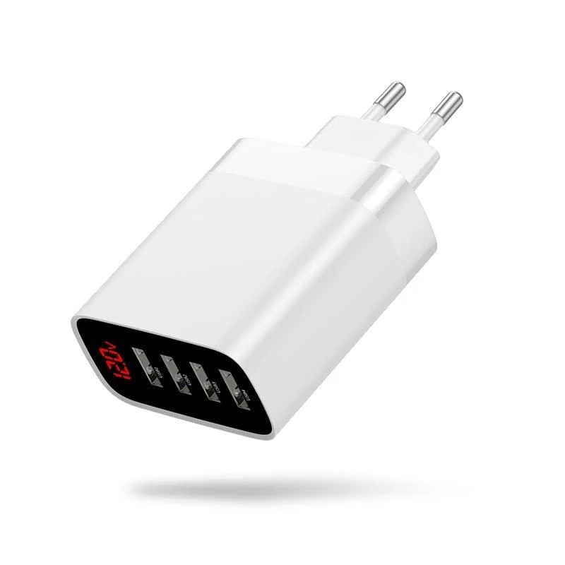 Baseus 4 Ports USB-Ladegerät 30W 5V / 6A Max. Telefonladegerät mit tragbarer Digitalanzeige für das Telefon