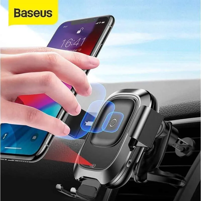 Baseus Autotelefonhalter für iPhone Samsung Intelligentes Infrarot-Qi-Auto Drahtloses Ladegerät Lüftungsschlitzhalterung Handyhalterständer