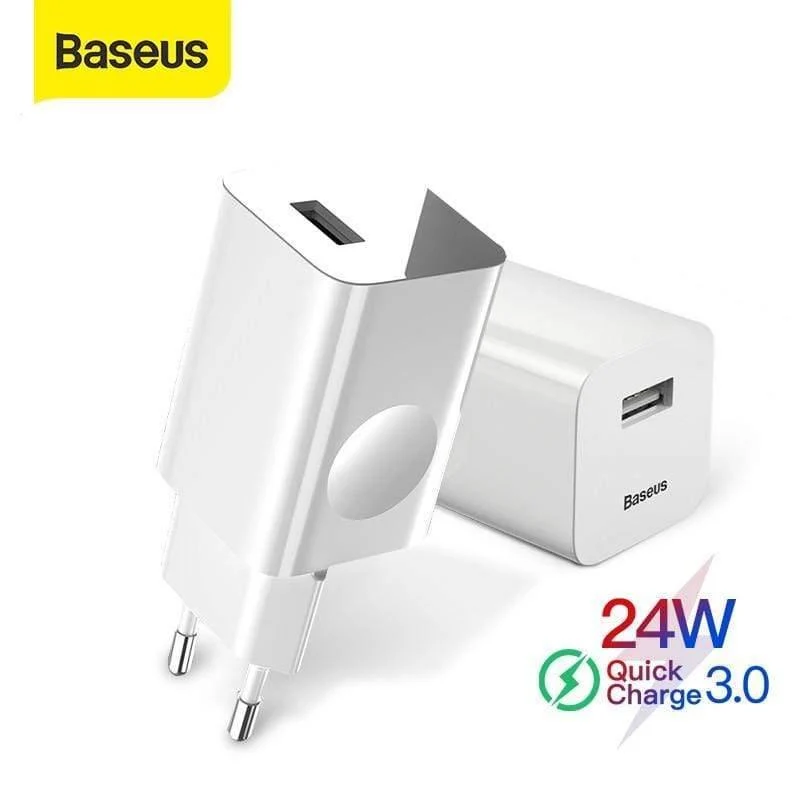 Baseus 24W Schnellladegerät 3.0 USB-Ladegerät QC3.0 Wandadapter Ladegerät QC 3.0 Schnellladegerät für Smartphones (QC3.0 USB-Ladegerät)