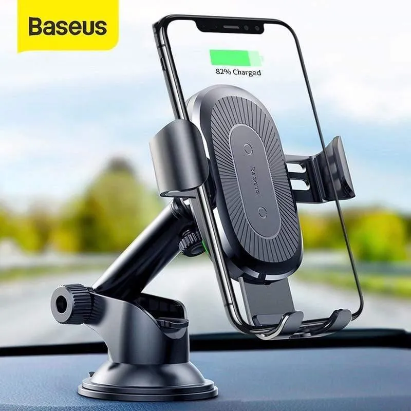 Baseus 2 in1 Qi kabelloses Autoladegerät für iPhone XS Max Samsung S8 Schnelles kabelloses Ladegerät Autohalterung Handyhalterung (schwarz)