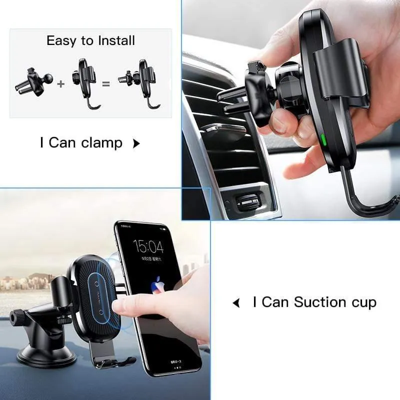 Baseus 2 in1 Qi kabelloses Autoladegerät für iPhone XS Max Samsung S8 Schnelles kabelloses Ladegerät Autohalterung Handyhalterung (schwarz)