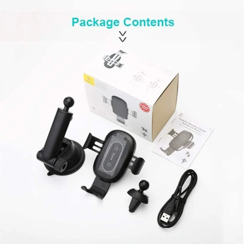 Baseus 2 in1 Qi kabelloses Autoladegerät für iPhone XS Max Samsung S8 Schnelles kabelloses Ladegerät Autohalterung Handyhalterung (schwarz)