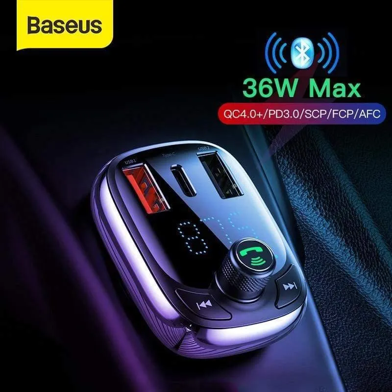 Baseus Quick Charge 4.0 Autoladegerät für Telefon FM Sender Bluetooth Car Kit Audio MP3 Player Schnelles Dual USB Autotelefon Ladegerät (SCHWARZ)