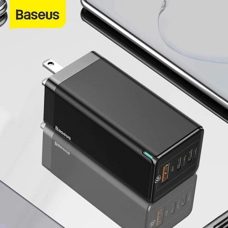Baseus US Plug GaN Schnellladegerät 65W Schnellladegerät 4.0 3.0 USB C PD Ladegerät 3 USB-Anschlüsse Tragbares Ladegerät Für iPhone Huawei Xiaomi