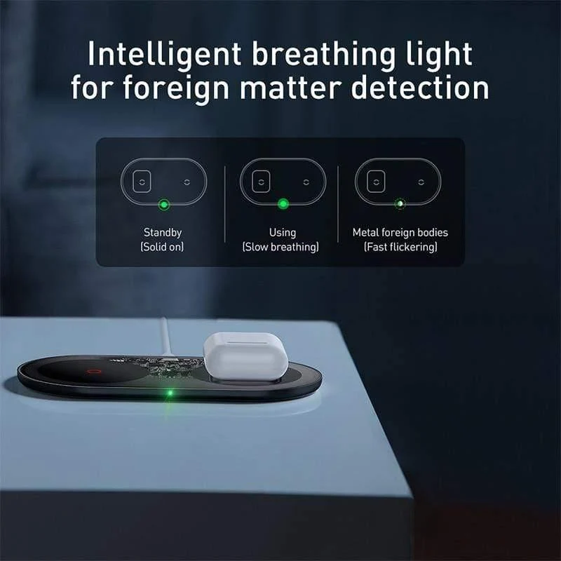 Baseus 20W Fast Qi Wireless-Ladegerät für Airpods iPhone 11 Pro Dual Wireless-Ladegerät für Samsung S20 S10 Wireless-Ladegerät (schwarz)