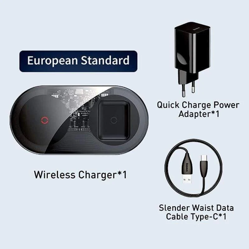 Baseus 20W Fast Qi Wireless-Ladegerät für Airpods iPhone 11 Pro Dual Wireless-Ladegerät für Samsung S20 S10 Wireless-Ladegerät (schwarz)