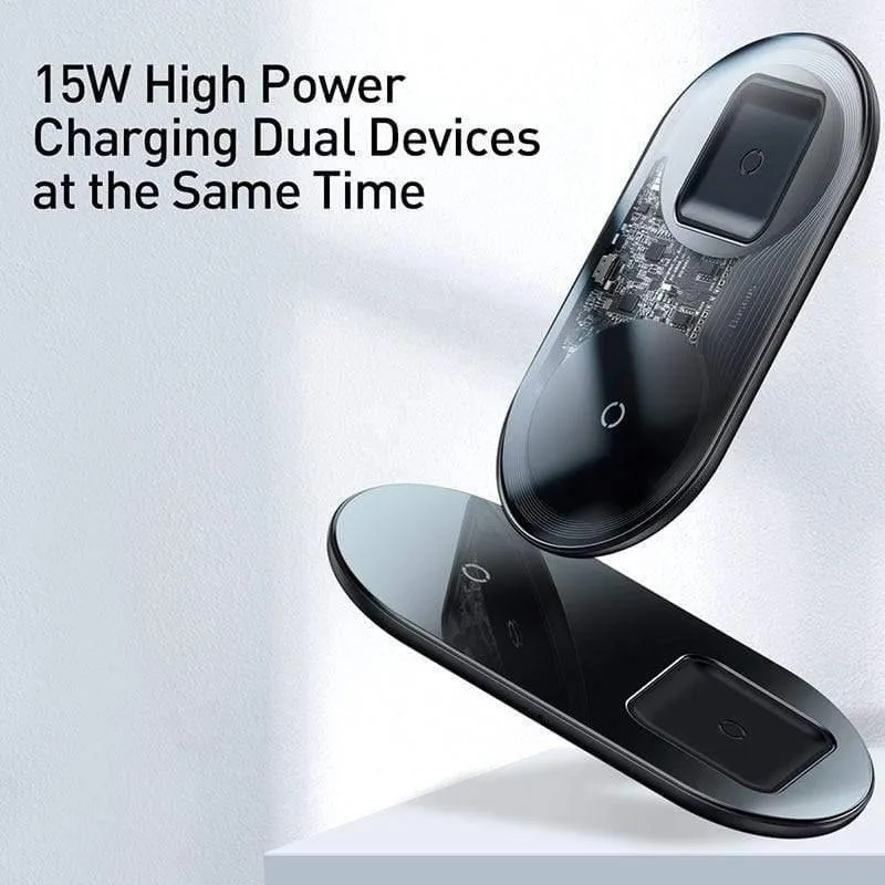 Baseus Qi kabelloses Ladegerät für Airpods Pro iPhone 11 Pro X XS XR 15W Dual kabelloses Ladegerät für Samsung S10 S9 für Büro